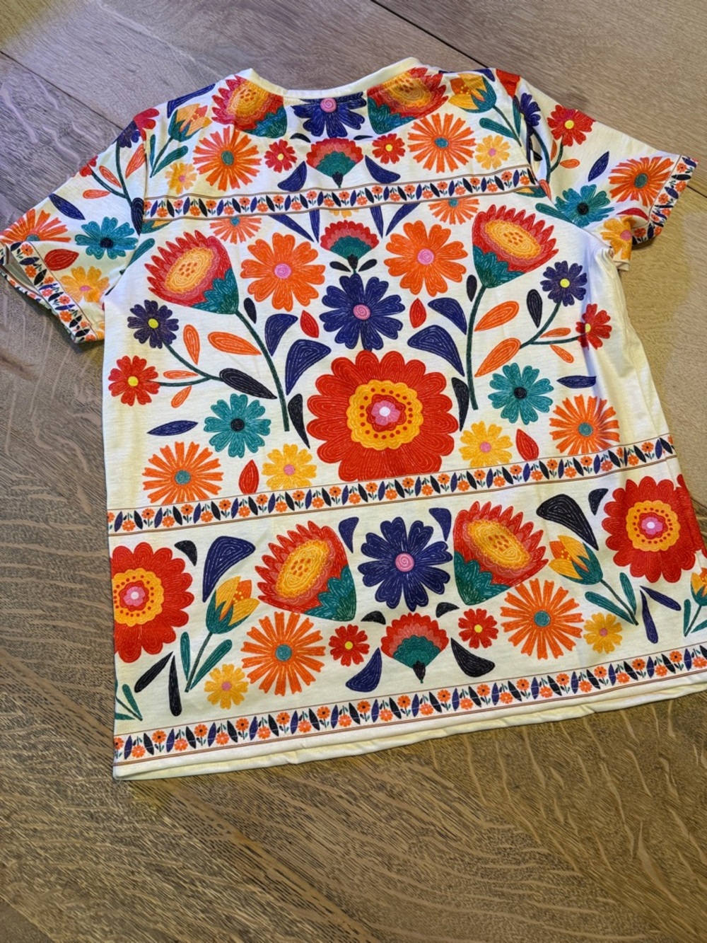 NWOT Boho Floral Short Sleeve Top - Multicolor SHEIN - Picture 3 of 4